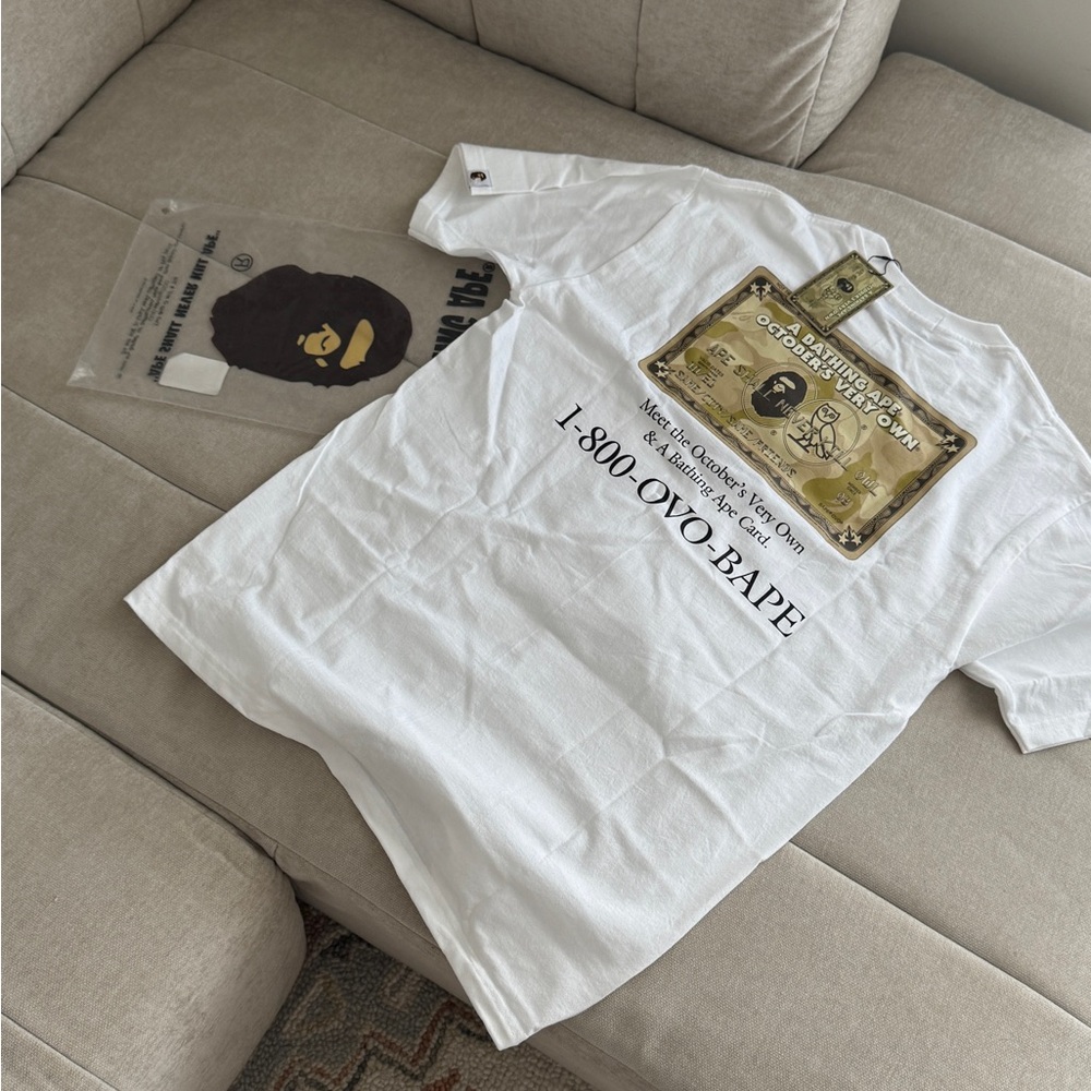 OVO x Bape White 1-800-OVO Graphic Tee